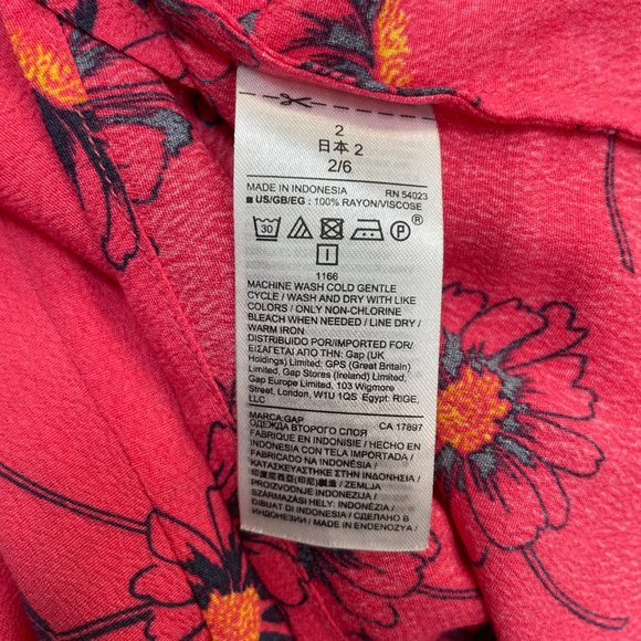 Gap A-Line Dress 2 Pink Blue Floral Sundress Short Sleeve V-Neck Women's - Picture 11 of 11